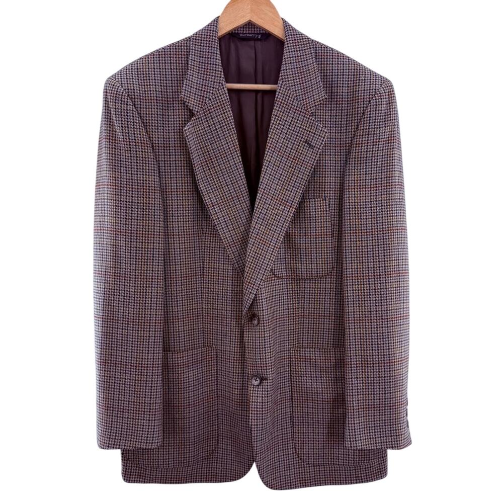 Burberry Vintage Men’s Houndstooth 100% Natural Wool Blazer Sport Coat Size 40R